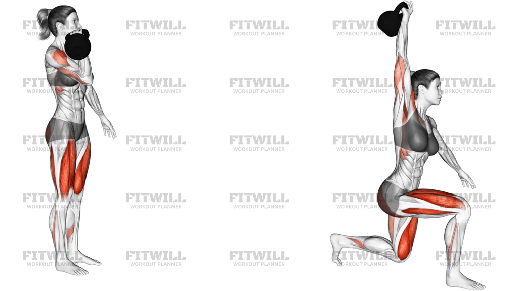 Kettlebell Forward Lunge And Press