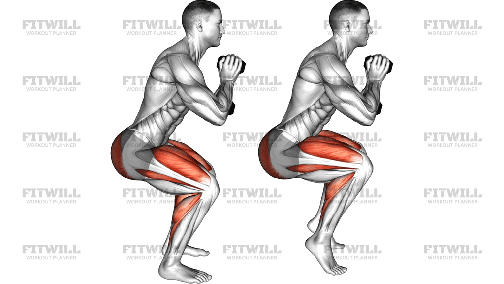 Dumbbell Squat Hold Calf Raise