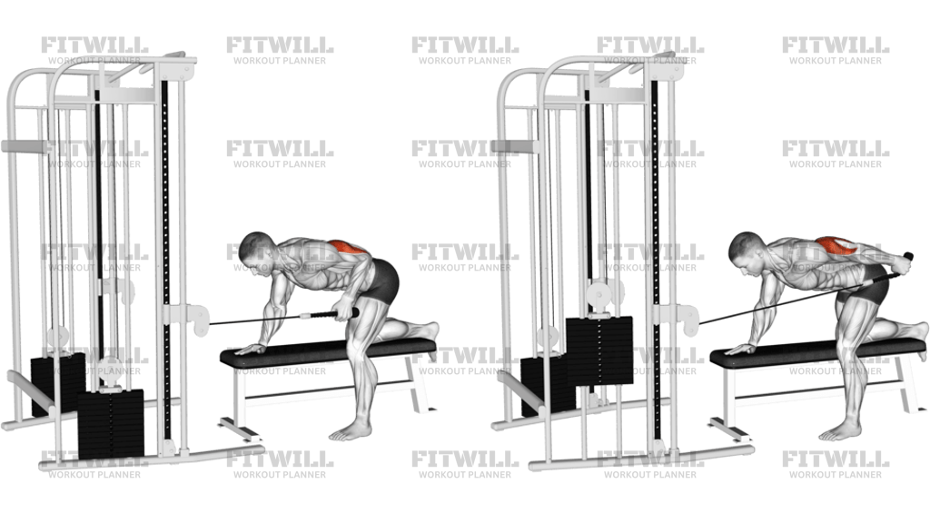 Cable Bent-Over Single-Arm Neutral Grip Kickback With Rope Attachment