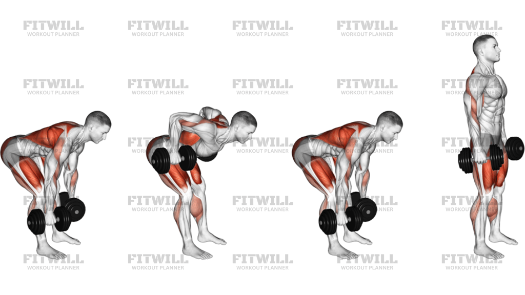 Dumbbell Deadlift Bent-Over Row