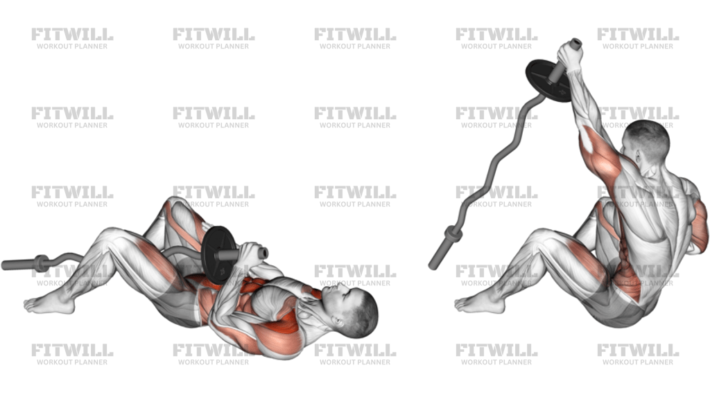 EZ-Bar Shoulder Press Sit-Up