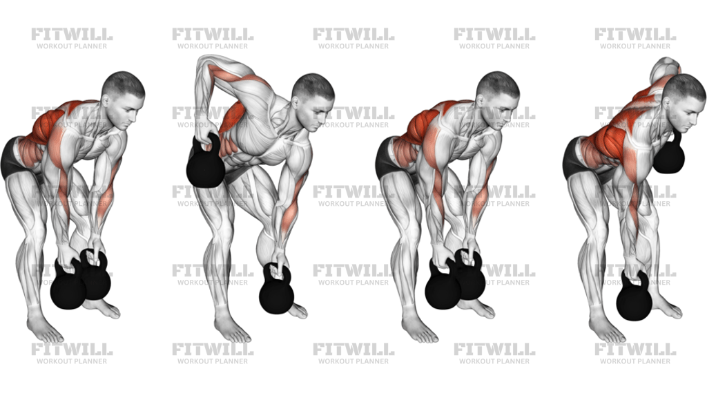 Kettlebell Bent-Over Alternate Twist Row