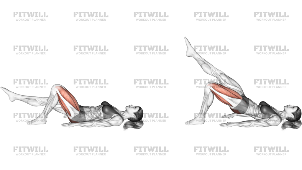 Single Straight Leg Glute Bridge Hold Left Side