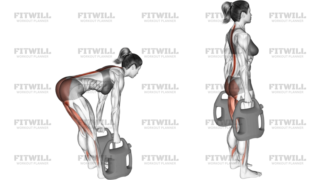 Bottle Weighted Straight Legs Deadlift
