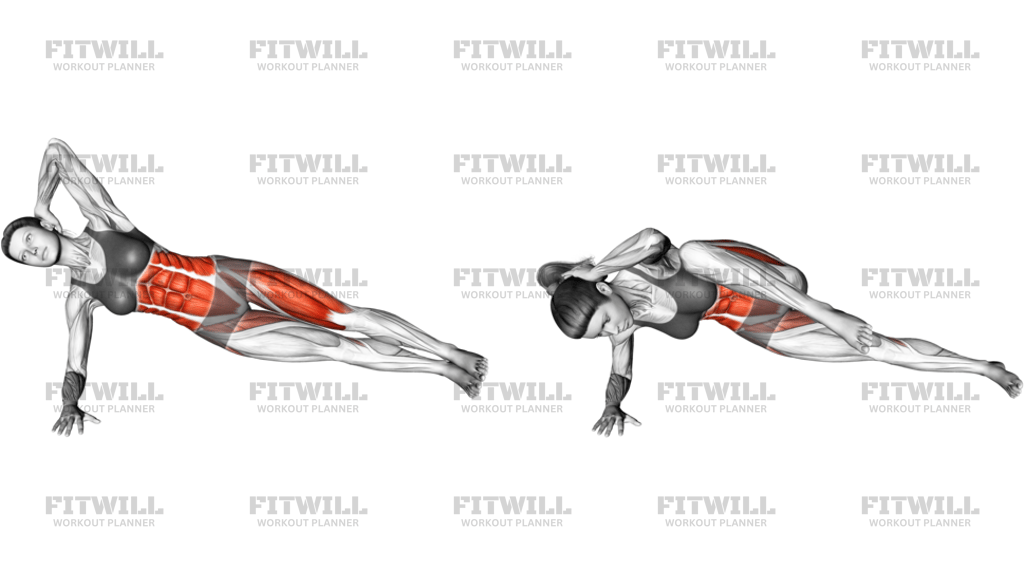 Elbow To Knee Side Plank Crunch Left Side