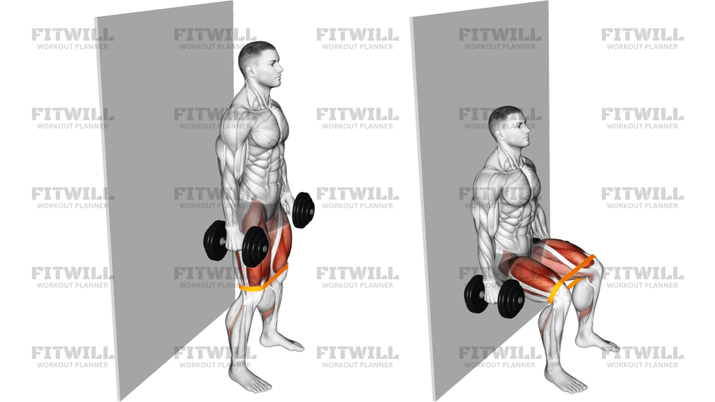 Dumbbell Banded Wall Sit