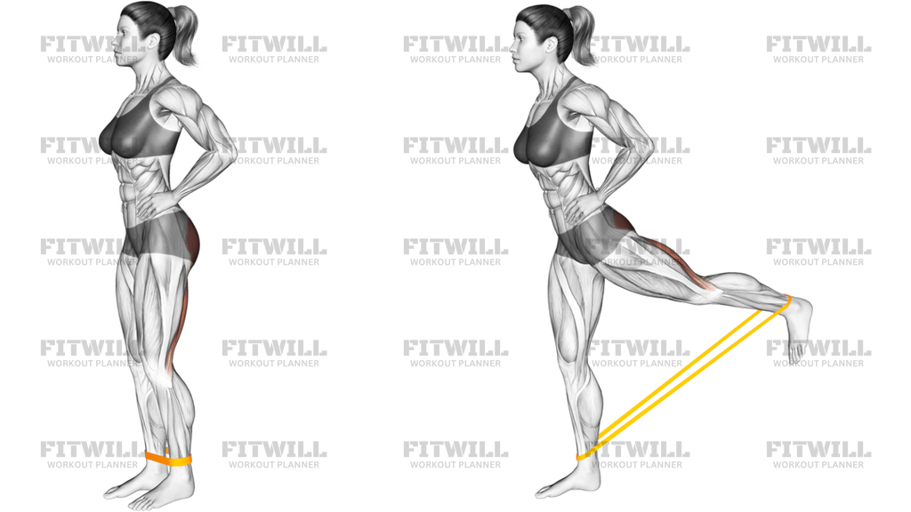 Resistance Band Standing Balance Glute Kickback