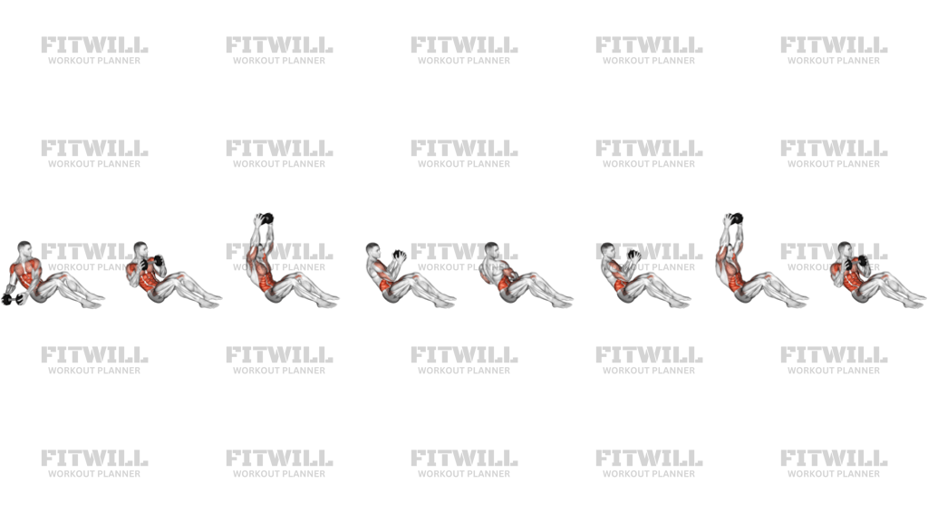 Dumbbell Military Press Russian Twist With Legs Floor Off