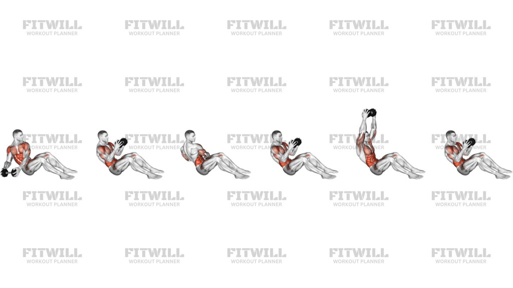 Dumbbell Military Press Russian Twist With Legs Floor Off Version 2