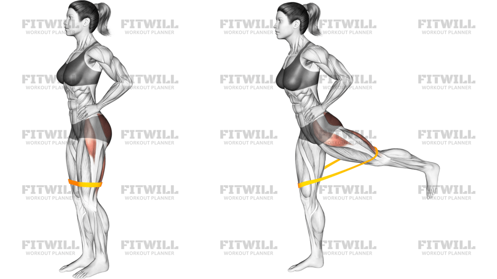 Resistance Band Standing Balance Glute Kickback Version 2