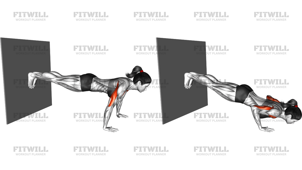 Decline Push Up Against Wall