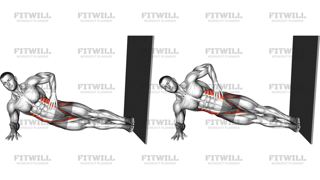 Side Plank Lift Against Wall