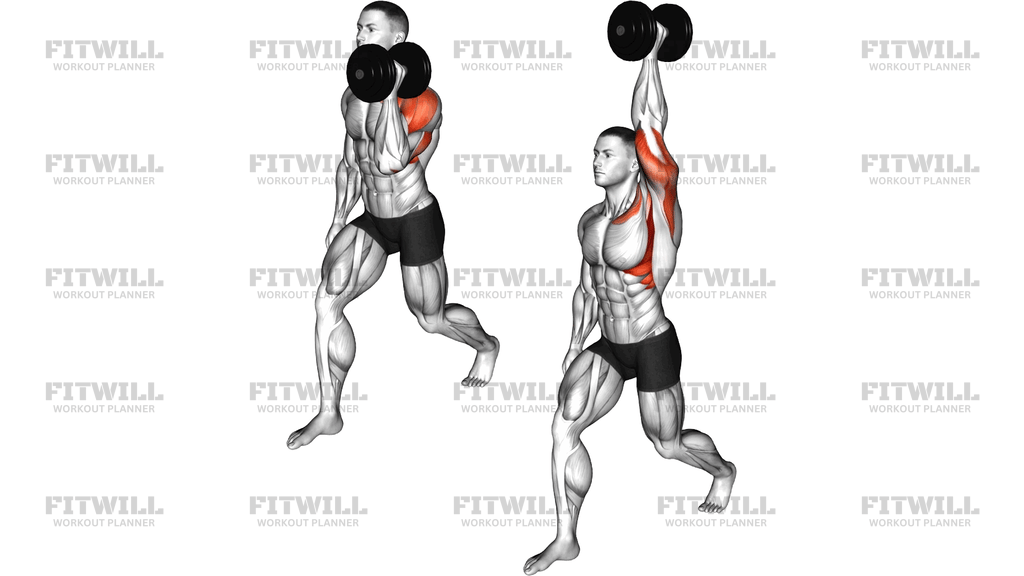 Dumbbell Split Stance Sigle Arm Overhead Press