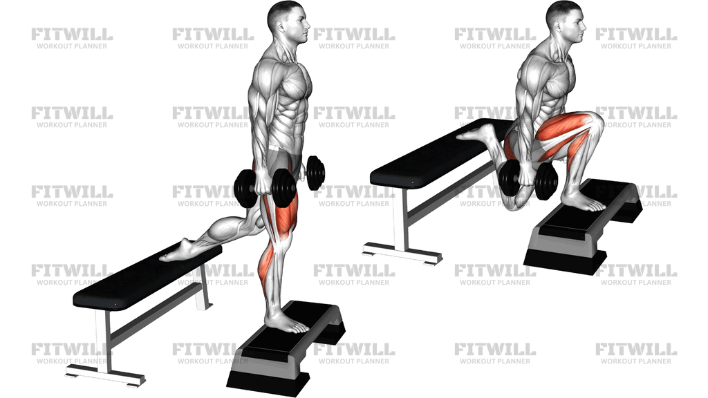 Dumbell Bulgarian Split Squat From Deficit