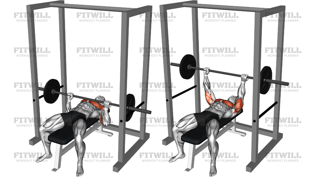 Barbell Pin Bench Press Conventional Grip