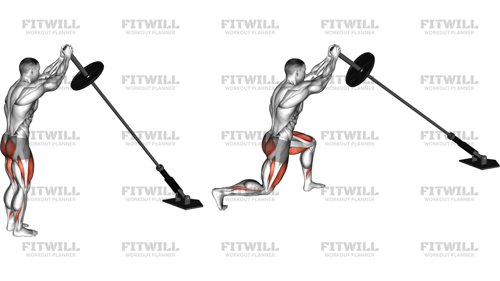 Landmine Overhead Rear Lunge