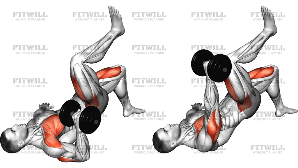 Dumbbell Ipsilateral Glute Bridge Single Arm Chest