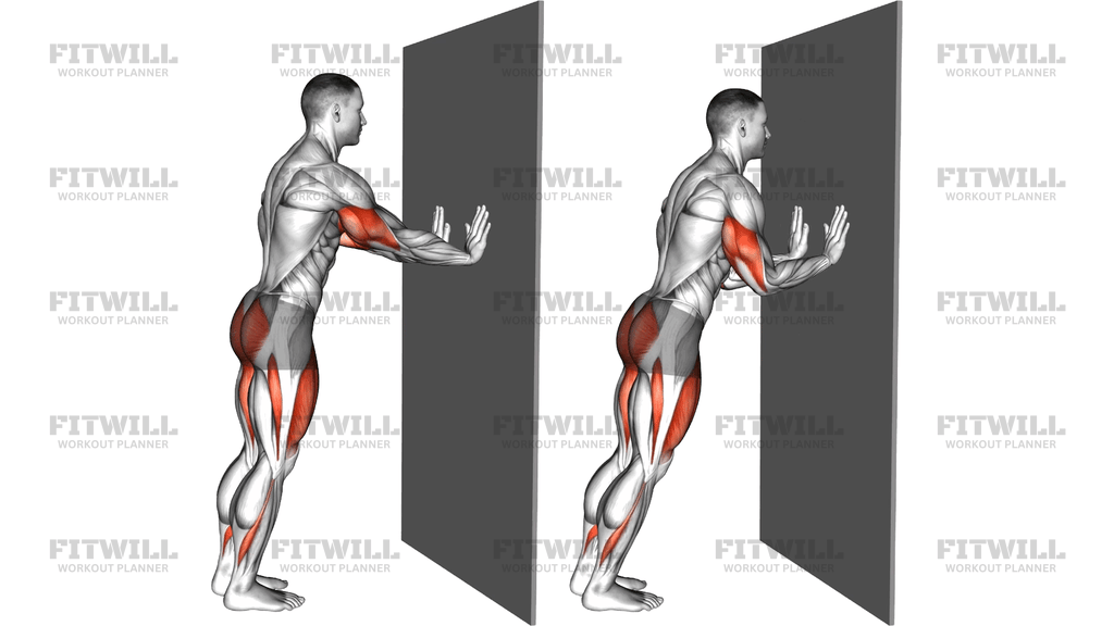 Push Up Alternate Rear Lunge Against Wall