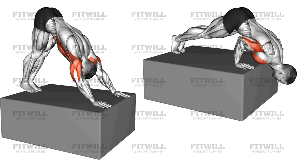 Pike Push Up From Deficit