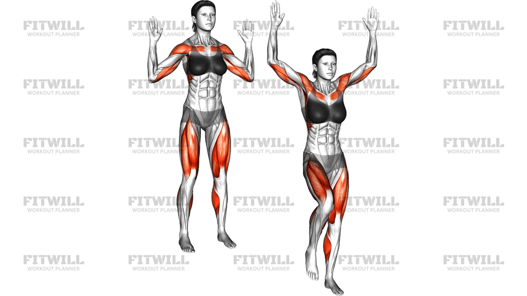 Overhead Push Alternate Knee Raise