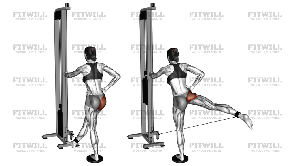 Cable Straight Leg Diagonal Kickback