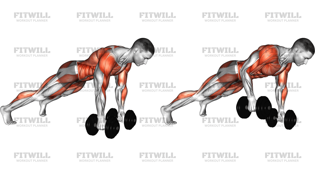 Dumbbell Renegade Row Walk