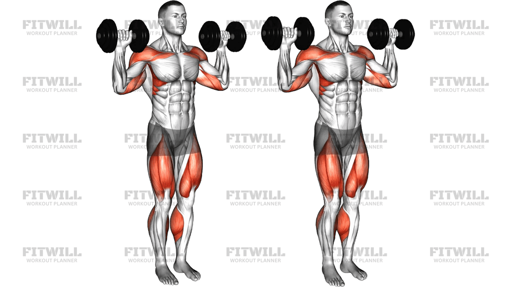 Dumbbell March On Spot Overhead Press