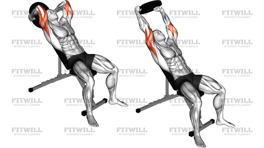 Weighted Plate Incline Triceps Extension