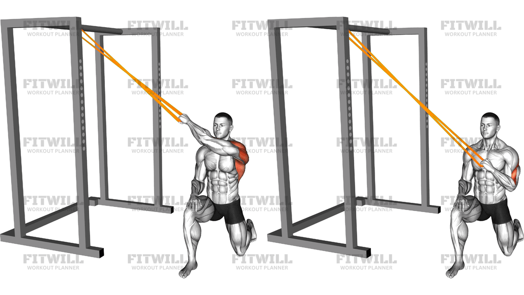Resistance Band Kneeling Cross Body Lat Pulldown
