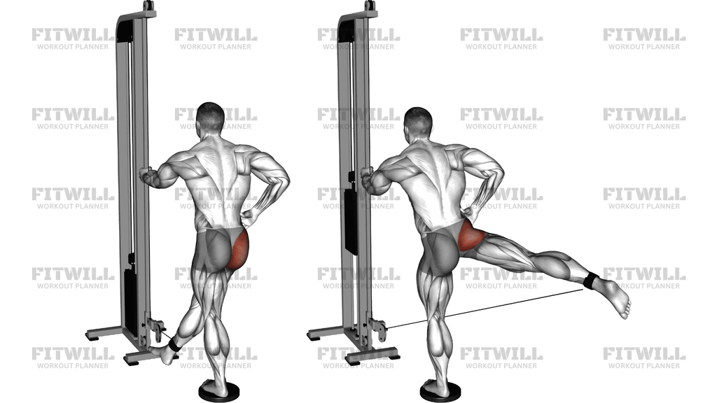 Cable Straight Leg Diagonal Kickback