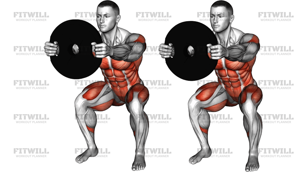 Weighted Plate Side Twist From Squat