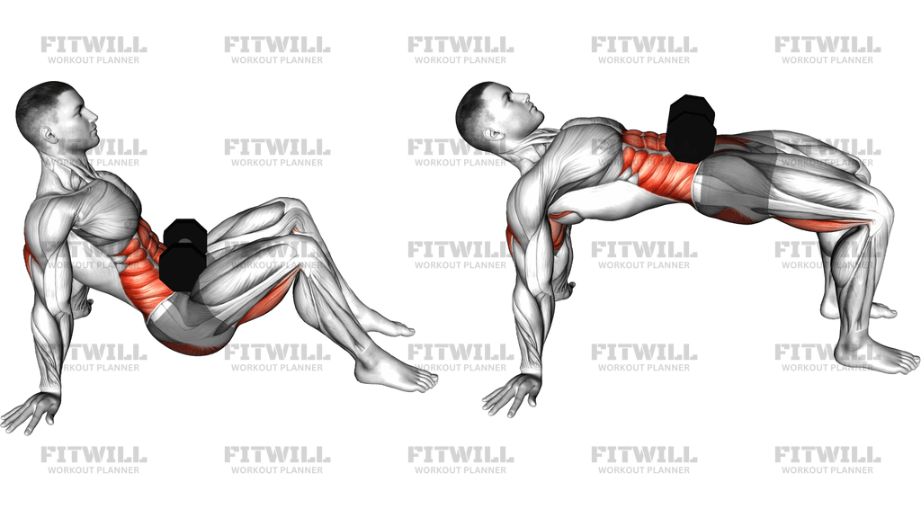 Weighted Dumbbell Table Top Bridge