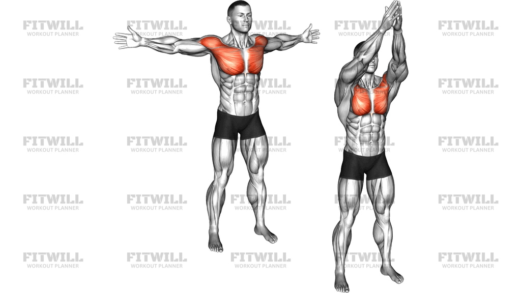 Bodyweight Standing Straight Arm Chest High Fly