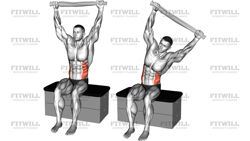 Seated Side Bend With A Towel On A Padded Stool