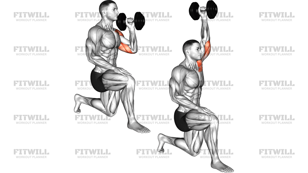 Dumbbell Kneeling Opposite Shoulder Press