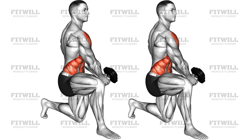 Dumbbell Kneeling Twist Down Up Raise