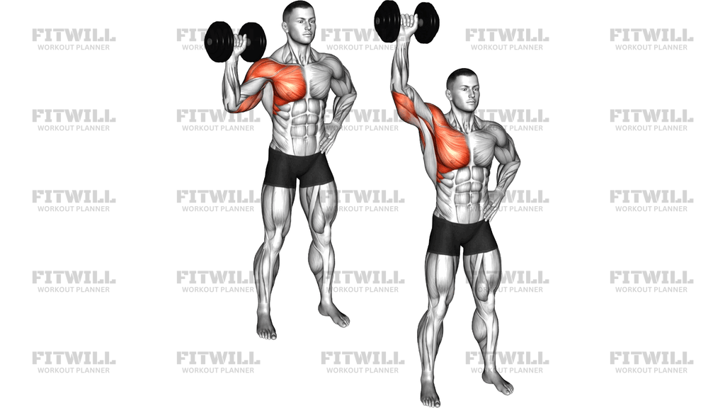 Dumbbell Standing Shoulder Press To Pec Dec