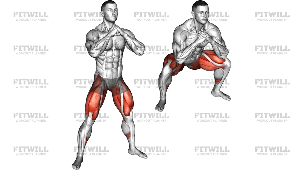 Bodyweight Wide Squat Hands Together