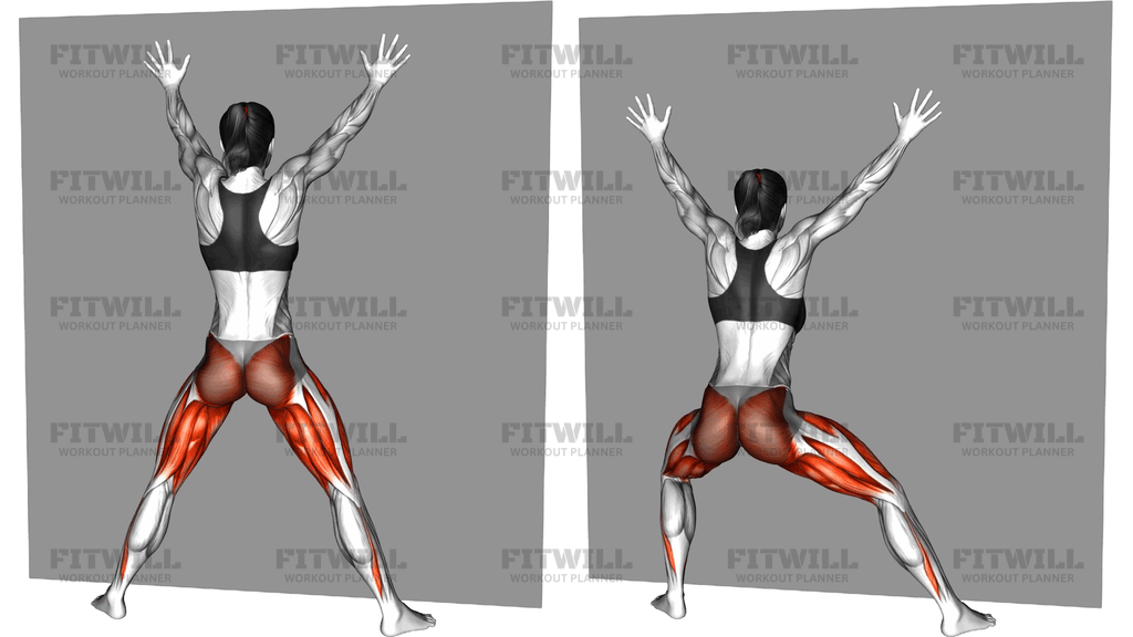 Wide Stance Side Lunge Against Wall