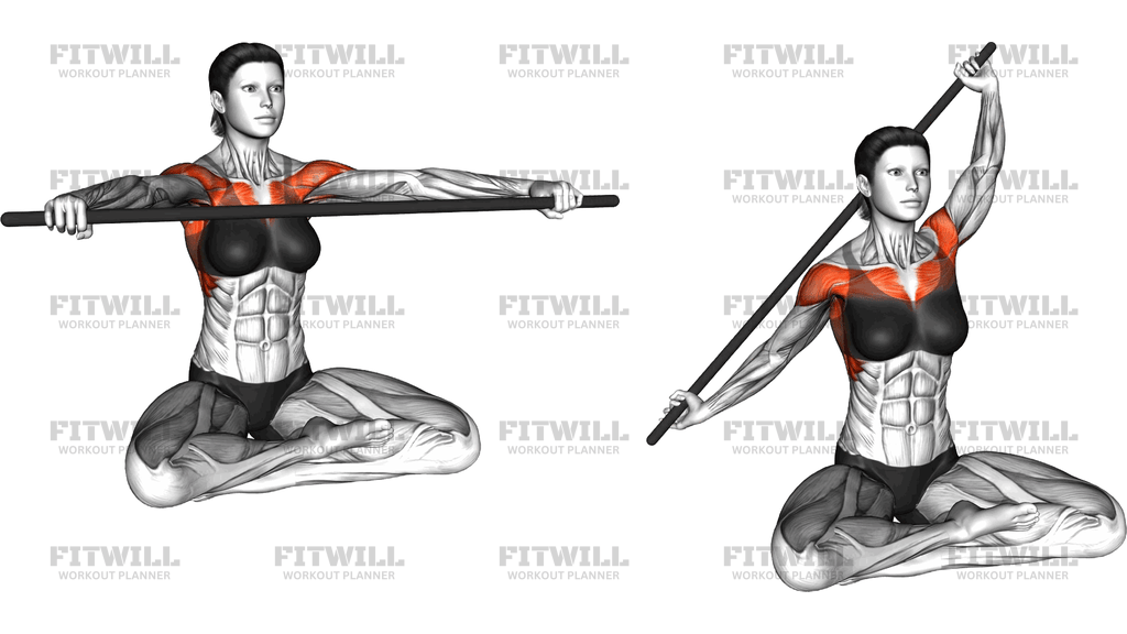 Seated Stick Pass Around Stretch
