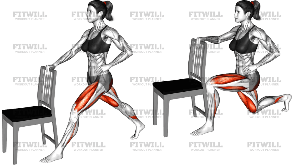 Wide Stance Split Lunge With Chair Support