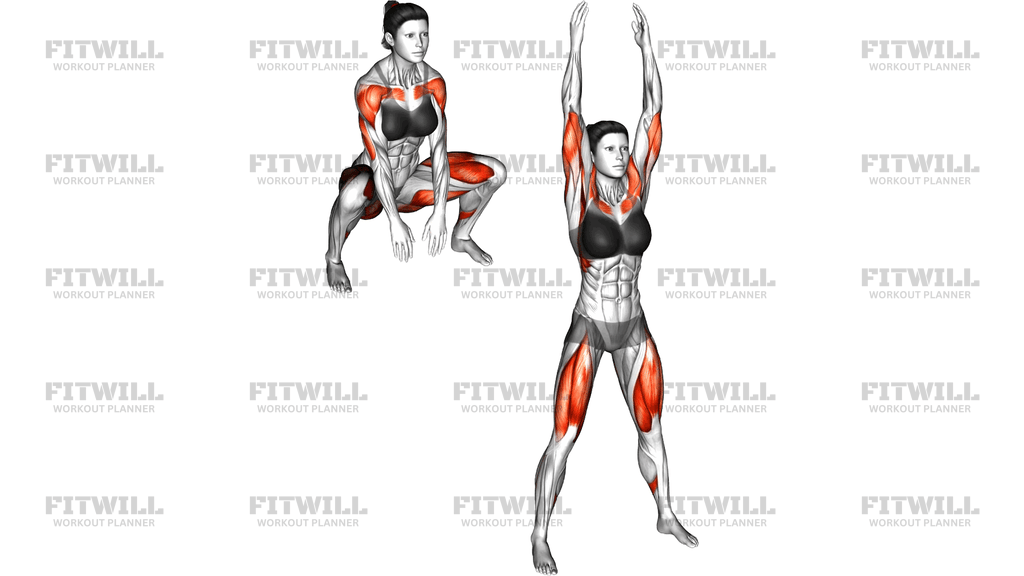 Bodyweight Full Squat With Overhead Press (Version)