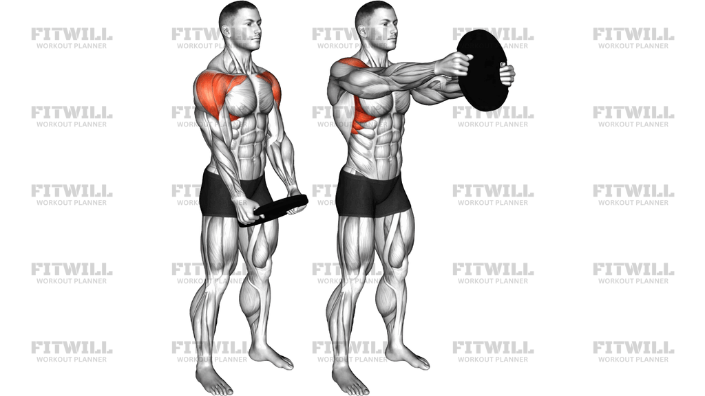 Weighted Plate Standing Front Raise Drive