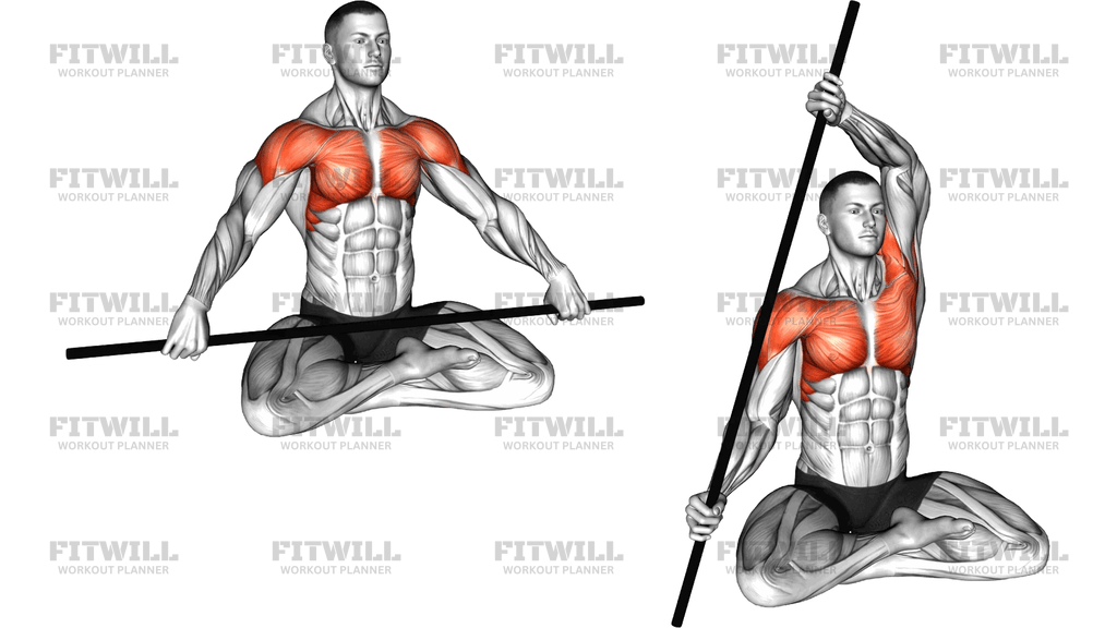 Seated Stick Pass Around Stretch