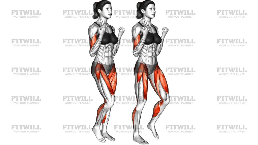 March On Spot Bicep Curl