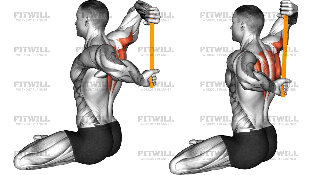 Resistance Band Seated Shoulder Stretch Behind The