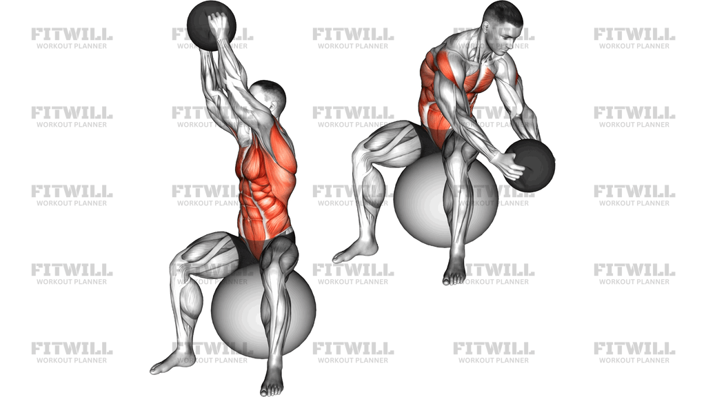 Sitting Woodchopper On Stability Ball