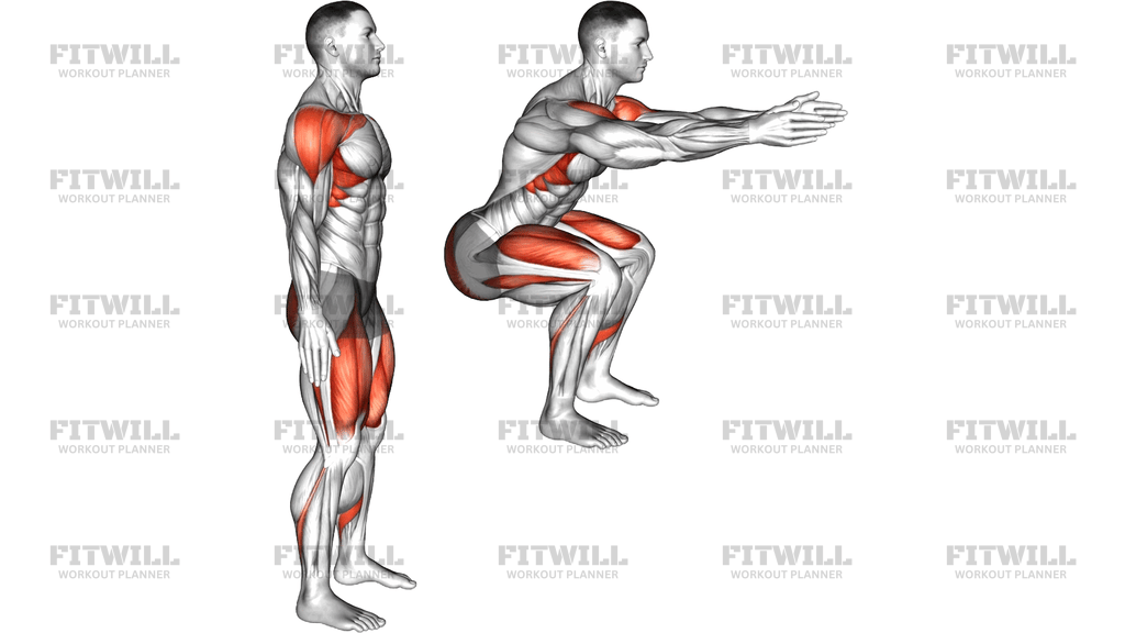 Slight Squat Front Raise