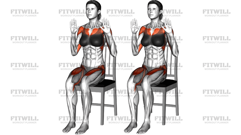 Sitting Alternate Palm Push And March On A Chair
