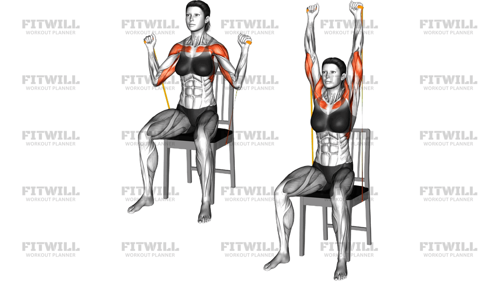 Military Press Duduk Dengan Resistance Band Di Kursi